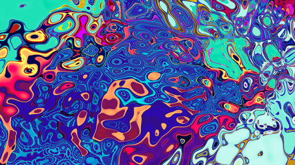 Obraz premium Psychedelic colorful abstract fluid and liquid fractal background 