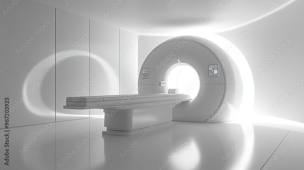 Sticker A White MRI Machine in a Sterile Medical Room