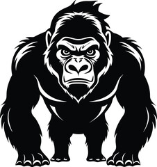 Fototapeta premium black gorilla vector illustration silhouette, Print