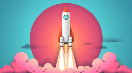 Rocket Launch. Pop Art Style