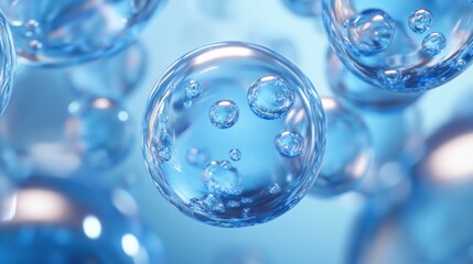 Abstract Bubbles Floating in Blue