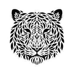 Obraz premium Tiger made by simple botanical drawing, black and white animal illustration black and white animal illustration