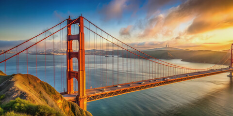 Obraz premium Golden Gate Bridge leading to mythical Valhalla , golden gate, bridge, valhalla, heaven, ethereal, dreamy, mystical, gate