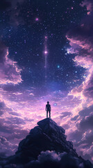 Fototapeta premium Generative AI Lo-Fi music picture Fantasy Shooting star 