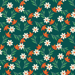 Floral Botanical seamless patern for background, fabric, or wallpaper. Beautiful pattern for fashion. Vector Eps