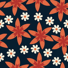 Floral Botanical seamless patern for background, fabric, or wallpaper. Beautiful pattern for fashion. Vector Eps