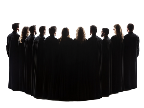 a group of people in black robes