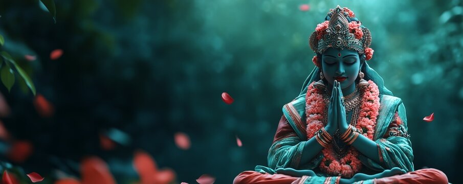 The goddess of the Letter, Lakshmi. Navaratri celebration. Indian holiday, worship of the mother goddess