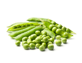 Green young peas heap