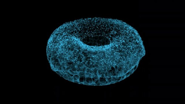 360-Degree Hologram Polygonal Plexus Donut Rotation Animation