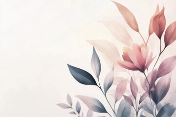 Gentle illustration of florals and plants in soft pastels