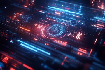 Fototapeta premium Background featuring holographic interface elements and data streams