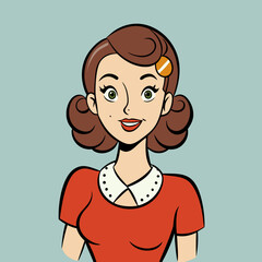Obraz premium woman face vector retro beauty illustration