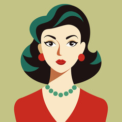 woman face vector retro beauty illustration