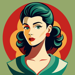 woman face vector retro beauty illustration