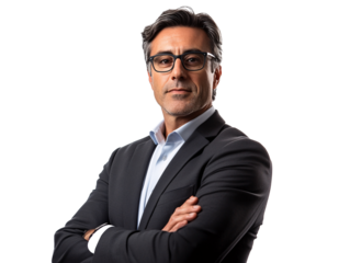 a man in a suit with his arms crossed