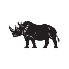Fototapeta premium Rhinoceros in cartoon, doodle style . Image for t-shirt, web, mobile apps and ui. Isolated 2d vector illustration in logo, icon, sketch style, Eps 10, black and white. AI Generative