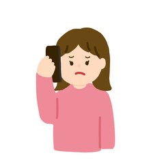 電話で困っている表情の女性