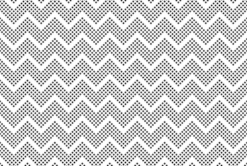 Seamless Zig Zag Dots Pattern. Black and White Texture.