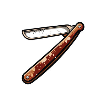 brown straight razor isolated on white clip art preview