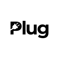 Electrical power plug logo. Current and voltage symbol.