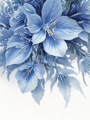 青色の繊細な花のイラストレーション