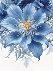 青色の繊細な花のイラストレーション