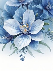 青色の繊細な花のイラストレーション