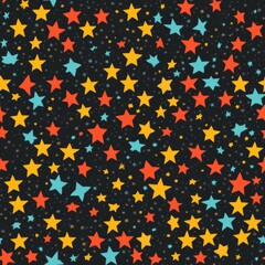 Colorful Stars Seamless Pattern - Night Sky Background