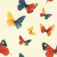 Colorful Butterfly Pattern: A Vintage Illustration - Seamless Pattern