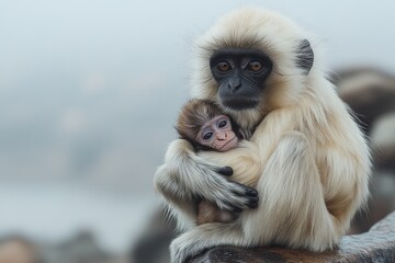 Obraz premium Motherly Love of a Langur
