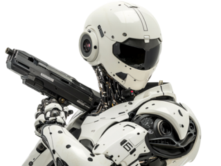 a robot holding a gun