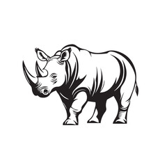 Fototapeta premium Rhinoceros in cartoon, doodle style . Image for t-shirt, web, mobile apps and ui. Isolated 2d vector illustration in logo, icon, sketch style, Eps 10, black and white. AI Generative