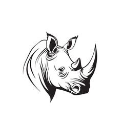Fototapeta premium Rhinoceros in cartoon, doodle style . Image for t-shirt, web, mobile apps and ui. Isolated 2d vector illustration in logo, icon, sketch style, Eps 10, black and white. AI Generative