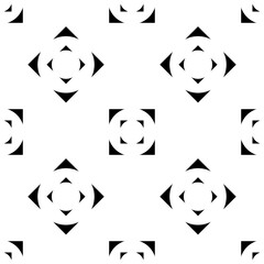Seamless pattern of arrowheads arranged in a square shape, in black and white style.