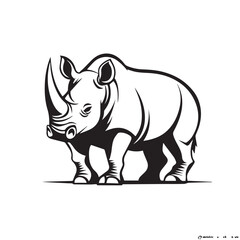 Rhinoceros in cartoon, doodle style . Image for t-shirt, web, mobile apps and ui. Isolated 2d vector illustration in logo, icon, sketch style, Eps 10, black and white. AI Generative