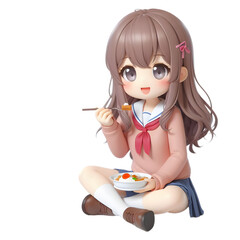 cute girl happy cartoon character 3d render