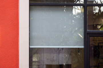 A window with a white screen on it