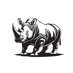 Obraz premium Rhinoceros in cartoon, doodle style . Image for t-shirt, web, mobile apps and ui. Isolated 2d vector illustration in logo, icon, sketch style, Eps 10, black and white. AI Generative