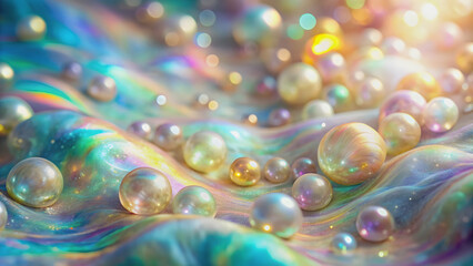 Vintage abstract pearlescent glass background with shimmering mother-of-pearl and rainbow colors