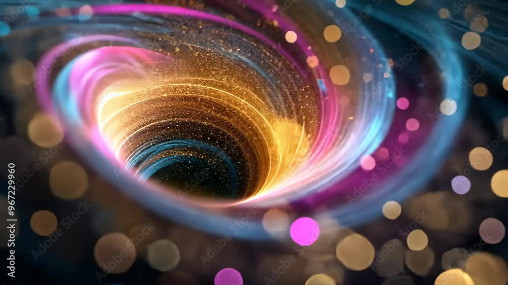 Wall mural exploring the mesmerizing spiral of a vibrant cosmic vortex with glowing particles in deep space