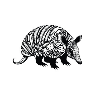 recommend clip art: Armadillo made by simple botanical drawing, black and white animal illustration black and white animal illustration