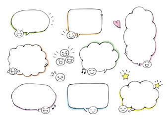 Fototapeta premium 手描きの顔付き吹き出しセット