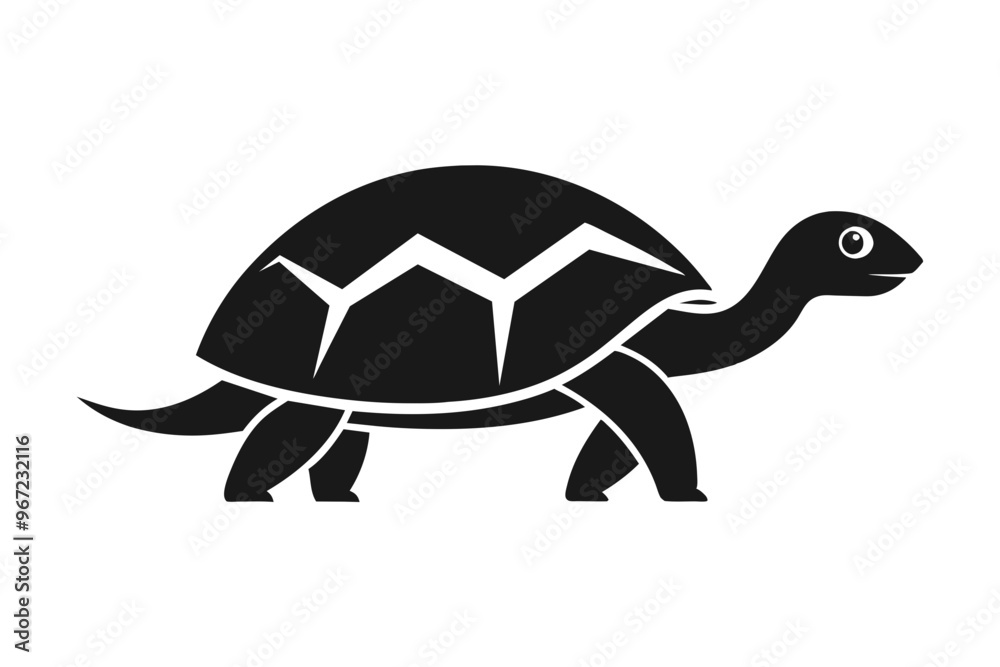 Wall mural a minimalist tortoise logo icon. silhouette black vector illustration