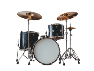 a drum set with cymbals