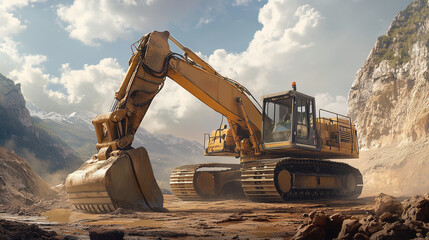 excavator at work | construction | heavy machinery | excavation | road construction | 