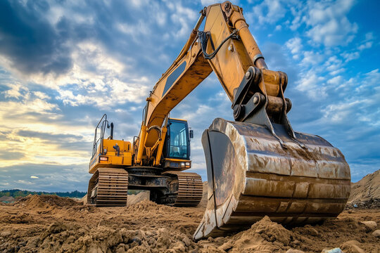 excavator at work | construction | heavy machinery | excavation | road construction | 