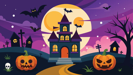 Spooky Halloween Vector Background Illustration	

