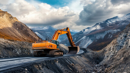 excavator at work | construction | heavy machinery | excavation | road construction | 
