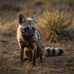 Fototapeta premium Detailed Aardwolf Animal Illustration – Wildlife Art in Nature